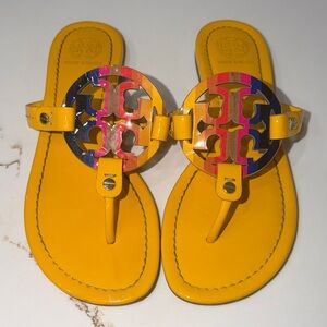 Tory Burch Yellow Patent Leather Sunshine Rainbow Logo | 6